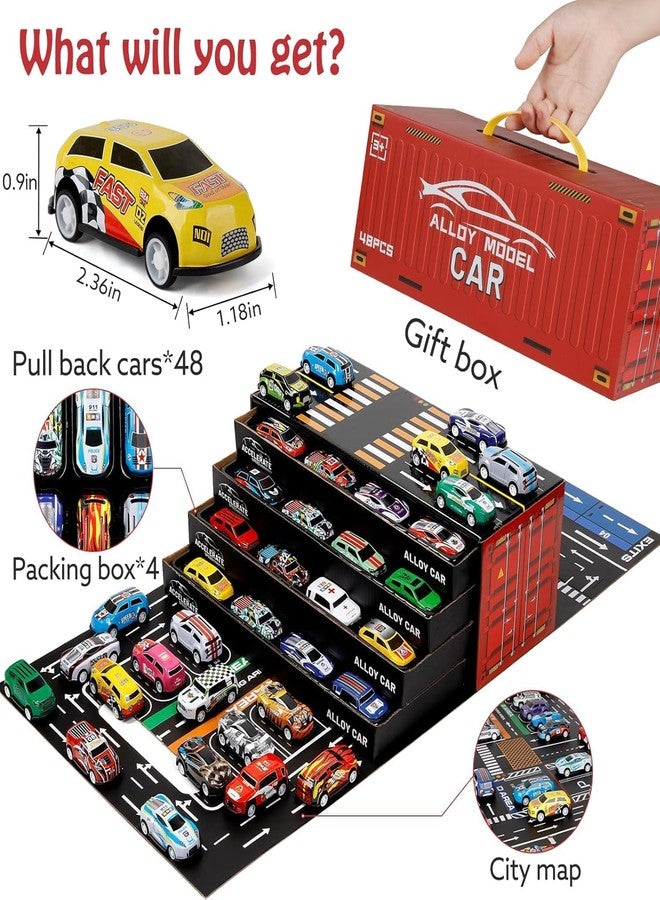 XBEY 48 Pcs Pull Back Car Set, Alloy Racing Car Toys, Bulk Mental Trucks Toy Vehicles Set, Toy Cars for Kids Ages 3-8, Goodie Bag Stuffers, Mini Cars, Party Favors for Kid (48 Pcs Toys Car for Kids) - Image 5